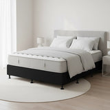 Beds & Bed Frames: Palermo King Single Ensemble Bed Base Midnight Black Linen Fabric