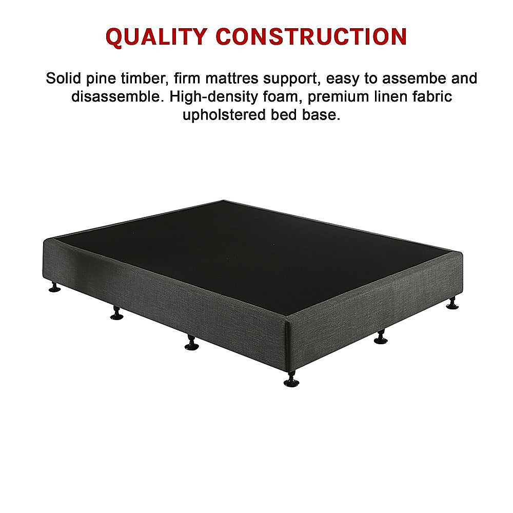 Beds & Bed Frames: Palermo King Single Ensemble Bed Base Platinum Graphite Linen Fabric
