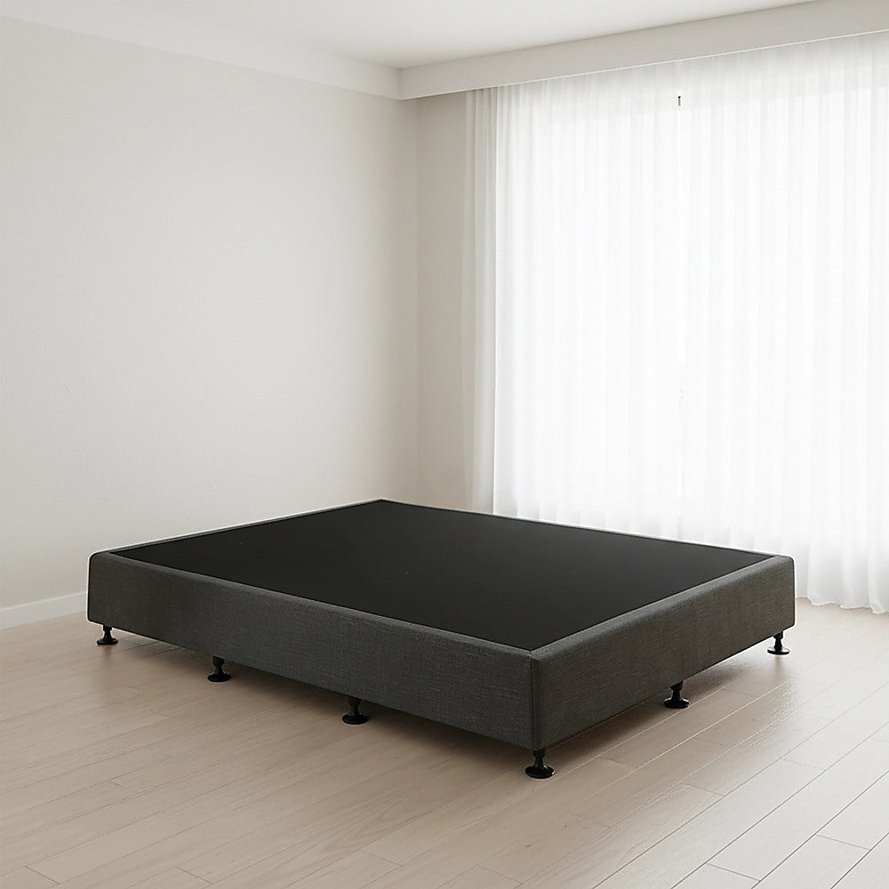 Beds & Bed Frames: Palermo King Single Ensemble Bed Base Platinum Graphite Linen Fabric