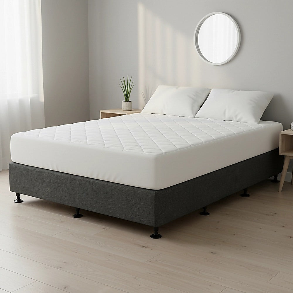 Beds & Bed Frames: Palermo King Single Ensemble Bed Base Platinum Graphite Linen Fabric