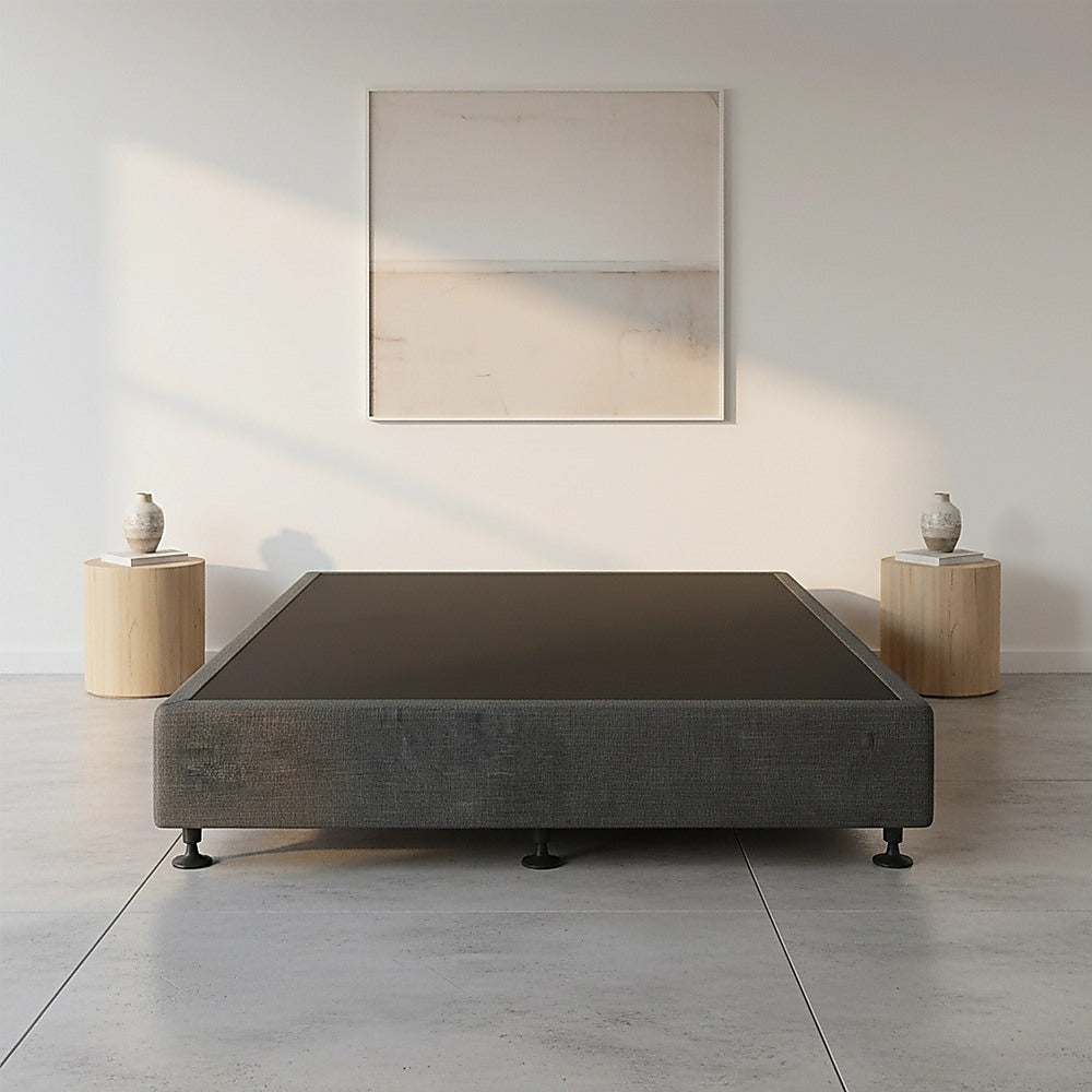 Beds & Bed Frames: Palermo King Single Ensemble Bed Base Platinum Graphite Linen Fabric