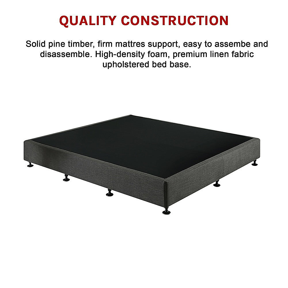 Beds & Bed Frames: Palermo King Ensemble Bed Base Platinum Graphite Linen Fabric