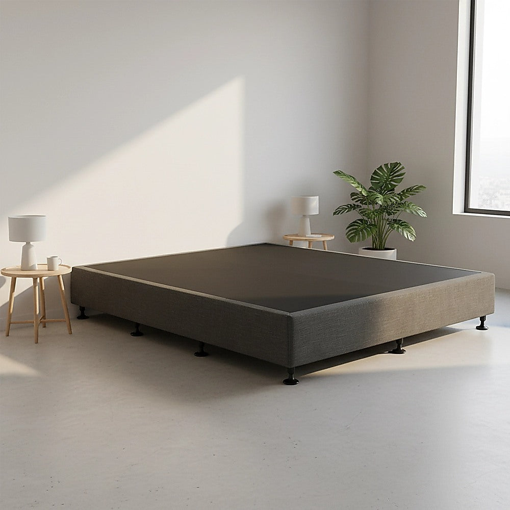 Beds & Bed Frames: Palermo King Ensemble Bed Base Platinum Graphite Linen Fabric