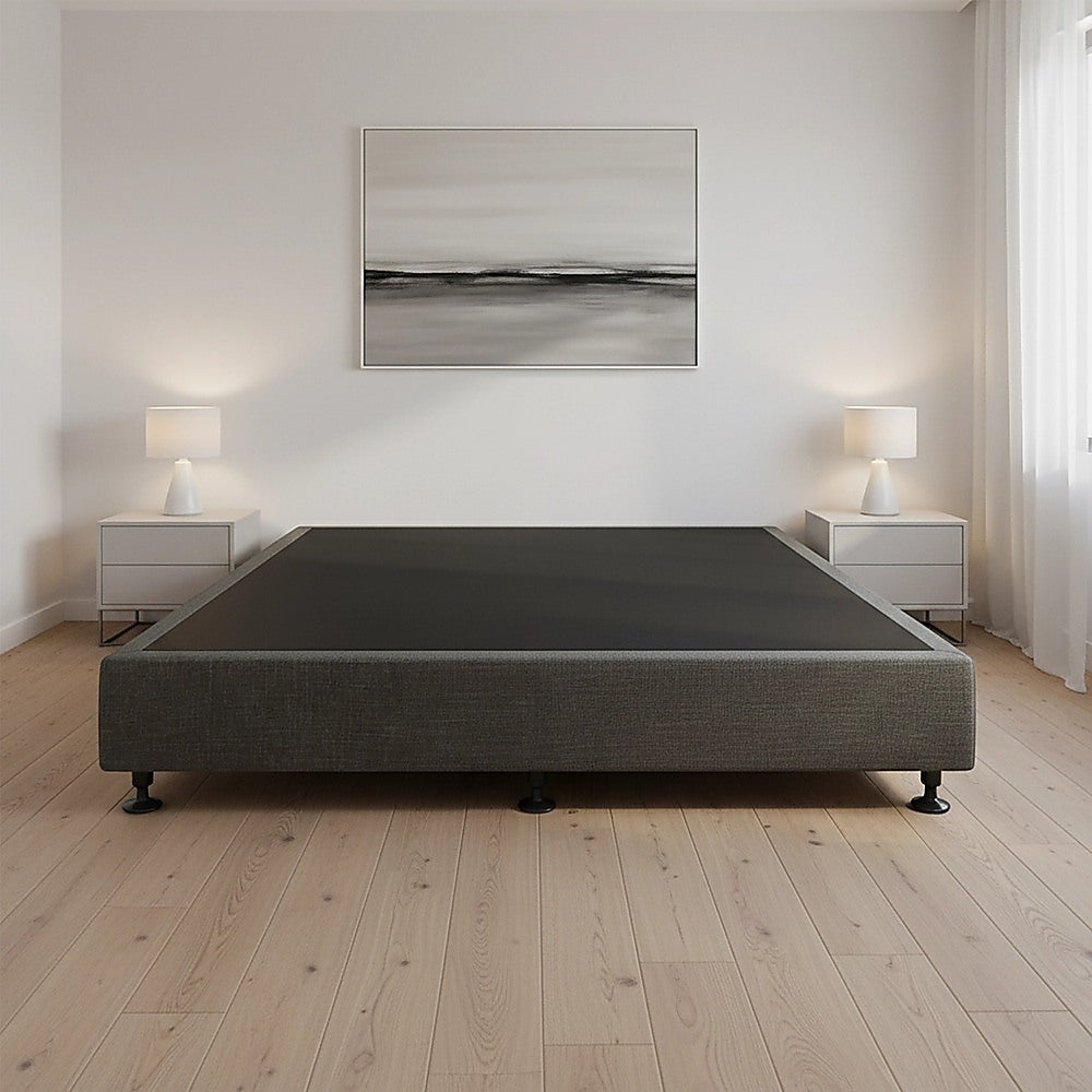 Beds & Bed Frames: Palermo King Ensemble Bed Base Platinum Graphite Linen Fabric