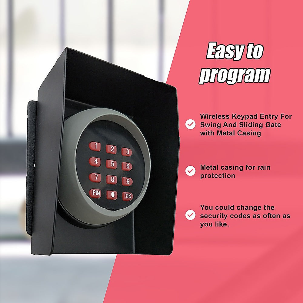 Fence & Gate Accessories: Wireless Keypad Entry For Swing And Sliding Gate with Metal Casing