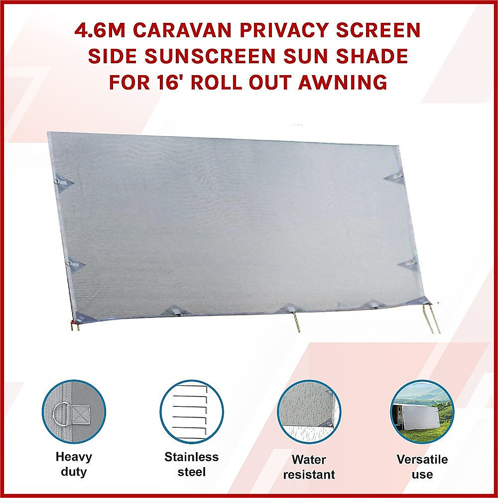 Awnings: 4.6m Caravan Privacy Screen Side Sunscreen Sun Shade for 16' Roll Out Awning