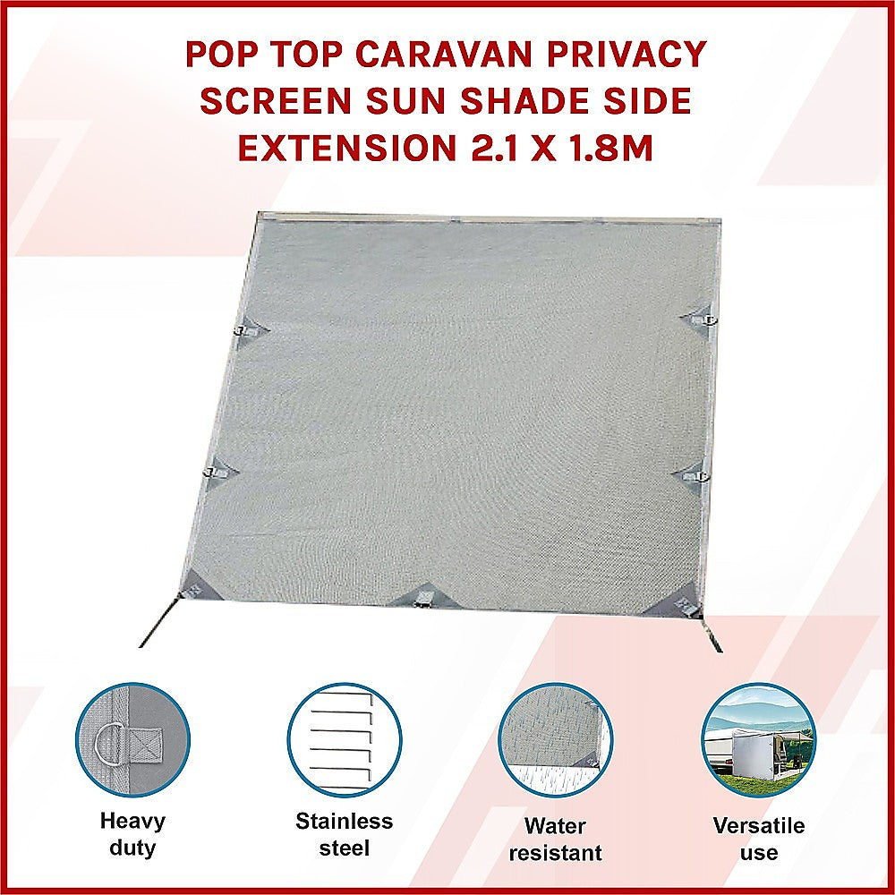 Awnings: Pop Top Caravan Privacy Screen Sun Shade Side Extension 2.1 x 1.8m