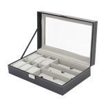 6+3 Grid Watch Sunglass Eyeglasses Display Box Case Storage Organizer PU Leather
