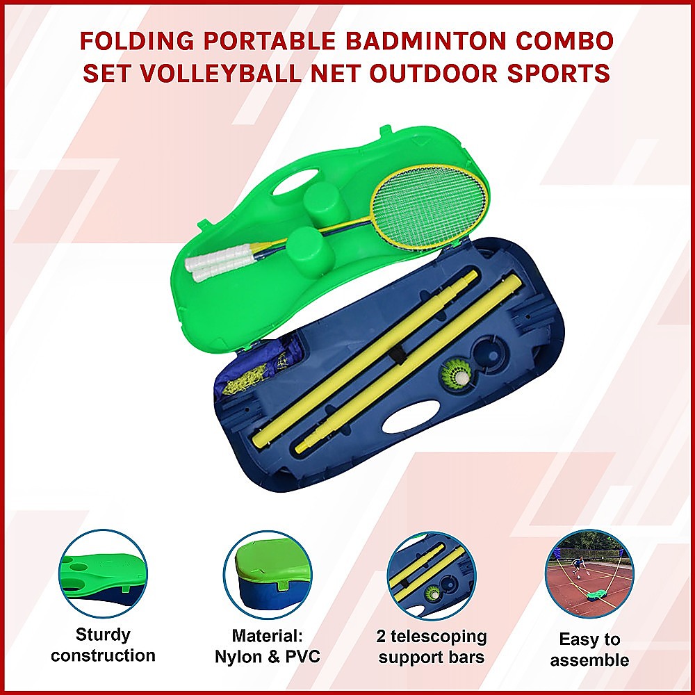 Activity Games: Folding Portable Badminton Combo Set Volleyball Net Outdoor Sports