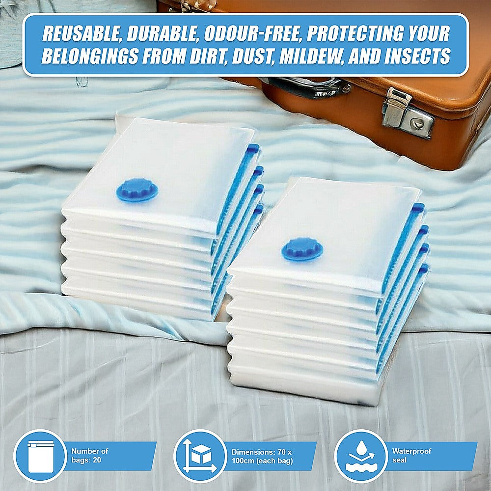 Storage Boxes: Vacuum Bags Clothes Sealed Clothing Bag Travel Compact Storage Space Saver x20