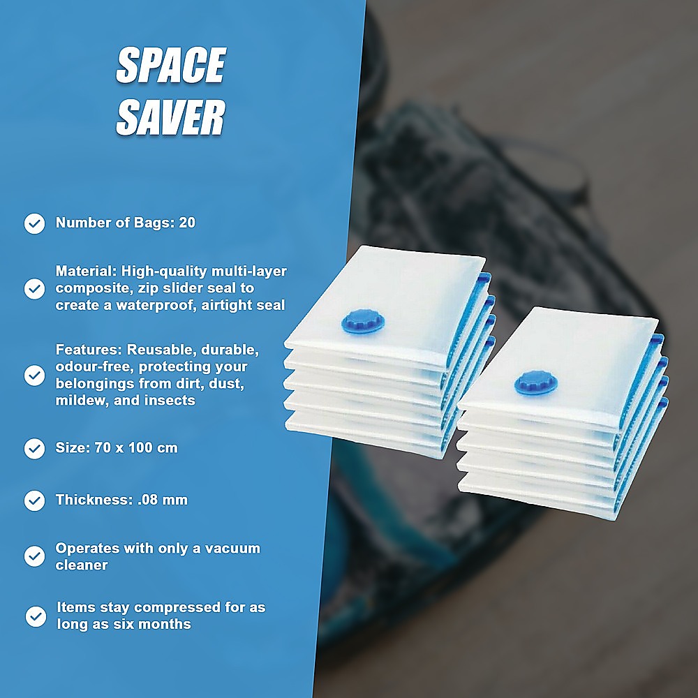 Storage Boxes: Vacuum Bags Clothes Sealed Clothing Bag Travel Compact Storage Space Saver x20
