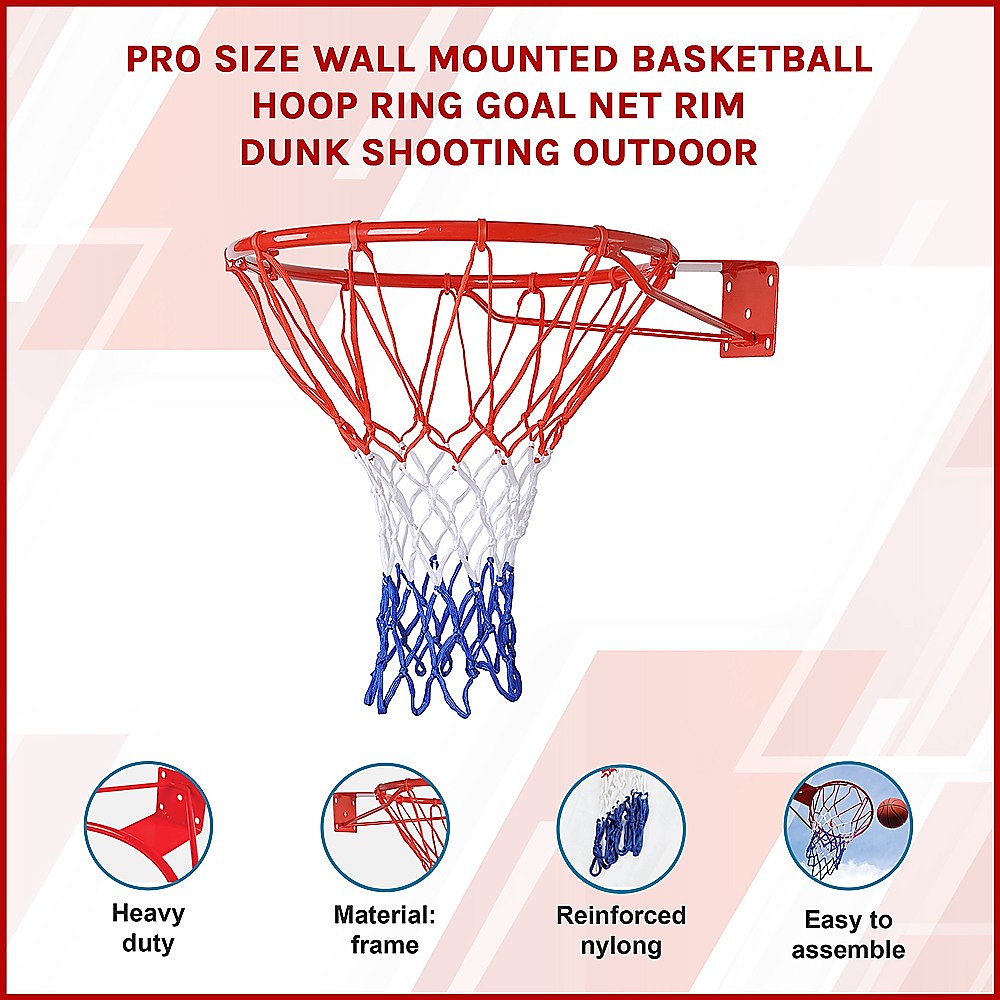 Basketball & Basketball Accessories: Pro Size Wall Mounted Basketball Hoop Ring Goal Net Rim Dunk Shooting Outdoor