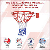 Basketball & Basketball Accessories: Pro Size Wall Mounted Basketball Hoop Ring Goal Net Rim Dunk Shooting Outdoor