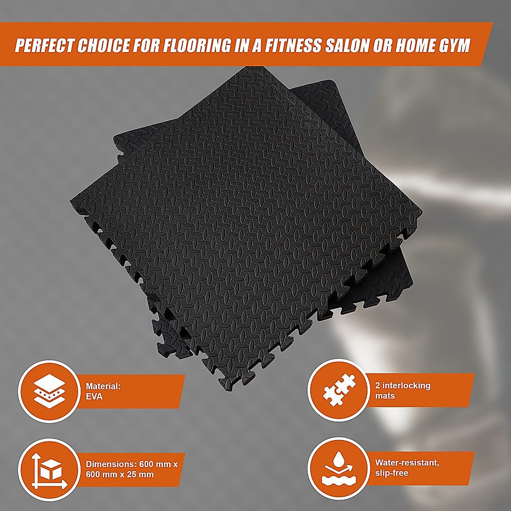 Gym Equipment & Accessories: 12 Tiles EVA Rubber Foam Gym Mat 60x60cm  2.5cm Thick Fitness Flooring Set