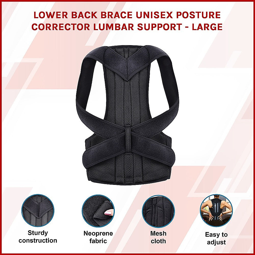 Supports & Braces: Lower Back Brace Unisex Posture Corrector Lumbar Support - Large