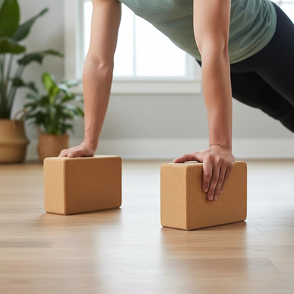Yoga & Pilates: 2 x Cork Yoga Block Organic Yoga Prop Accessory Exercise Brick