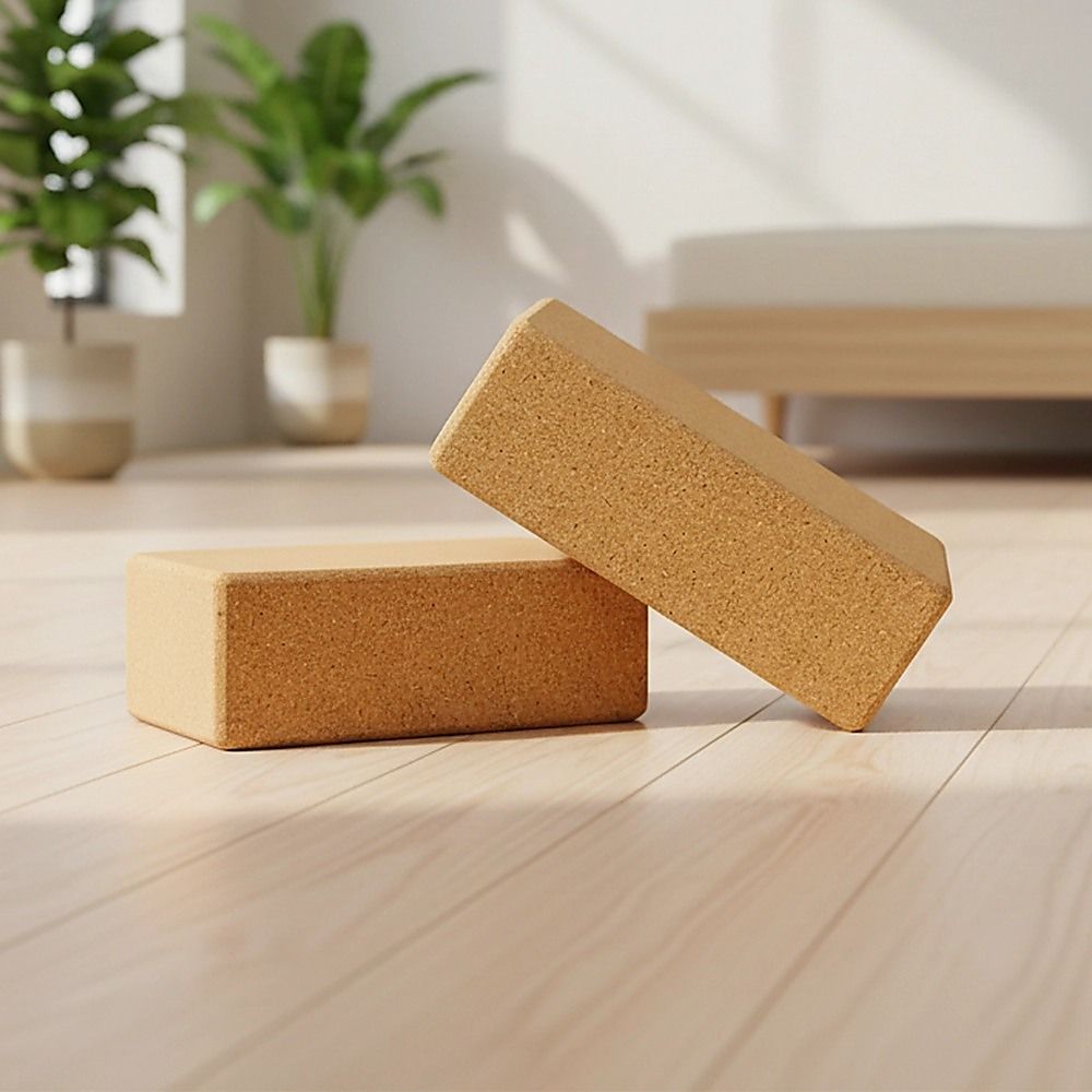 Yoga & Pilates: 2 x Cork Yoga Block Organic Yoga Prop Accessory Exercise Brick