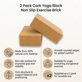 Yoga & Pilates: 2 x Cork Yoga Block Organic Yoga Prop Accessory Exercise Brick