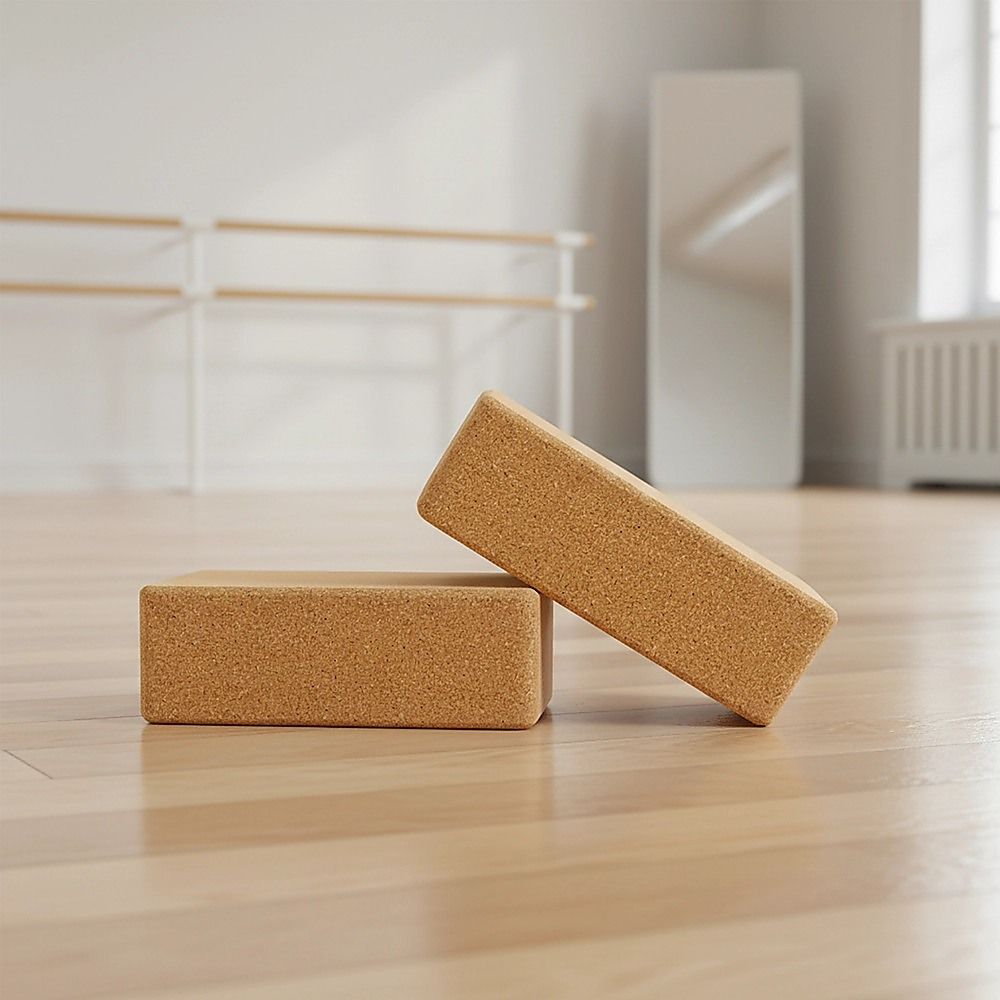Yoga & Pilates: 2 x Cork Yoga Block Organic Yoga Prop Accessory Exercise Brick