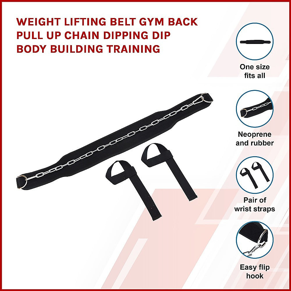 Gym Equipment & Accessories: Weight Lifting Belt Gym Back Pull Up Chain Dipping Dip Body Building Training