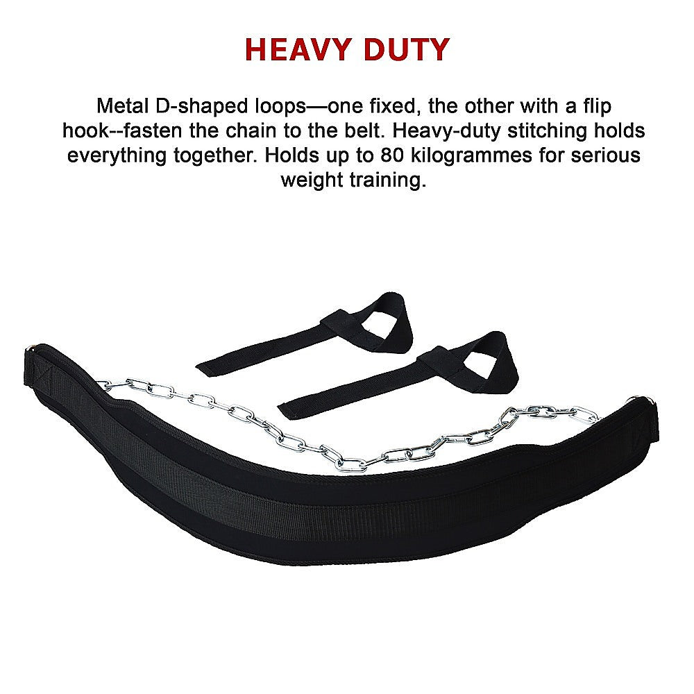 Gym Equipment & Accessories: Weight Lifting Belt Gym Back Pull Up Chain Dipping Dip Body Building Training