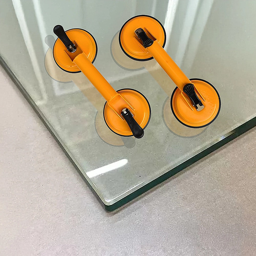 Kitchen & Bathroom DIY: 2x 100kg Aluminum Alloy Double Locking Suction Cup Glazer Glass Sucker Lifter