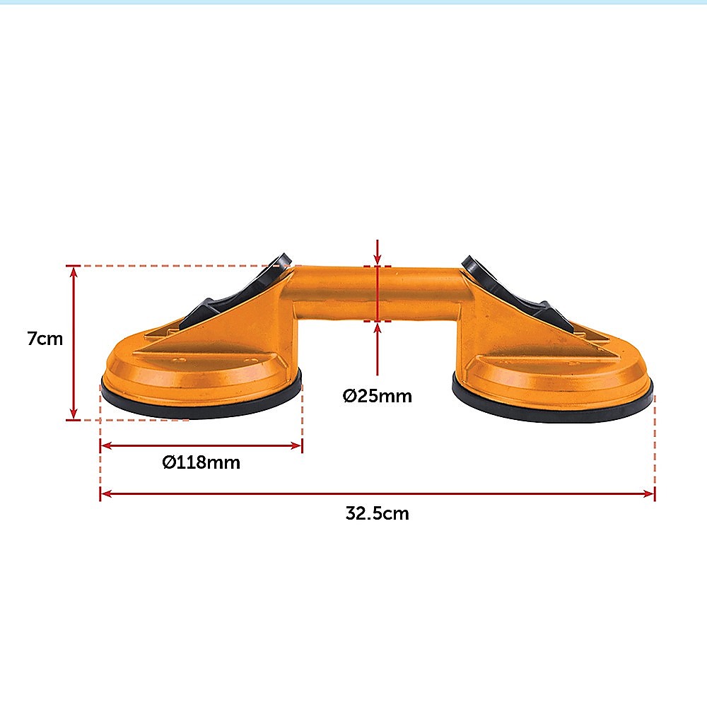 Kitchen & Bathroom DIY: 2x 100kg Aluminum Alloy Double Locking Suction Cup Glazer Glass Sucker Lifter