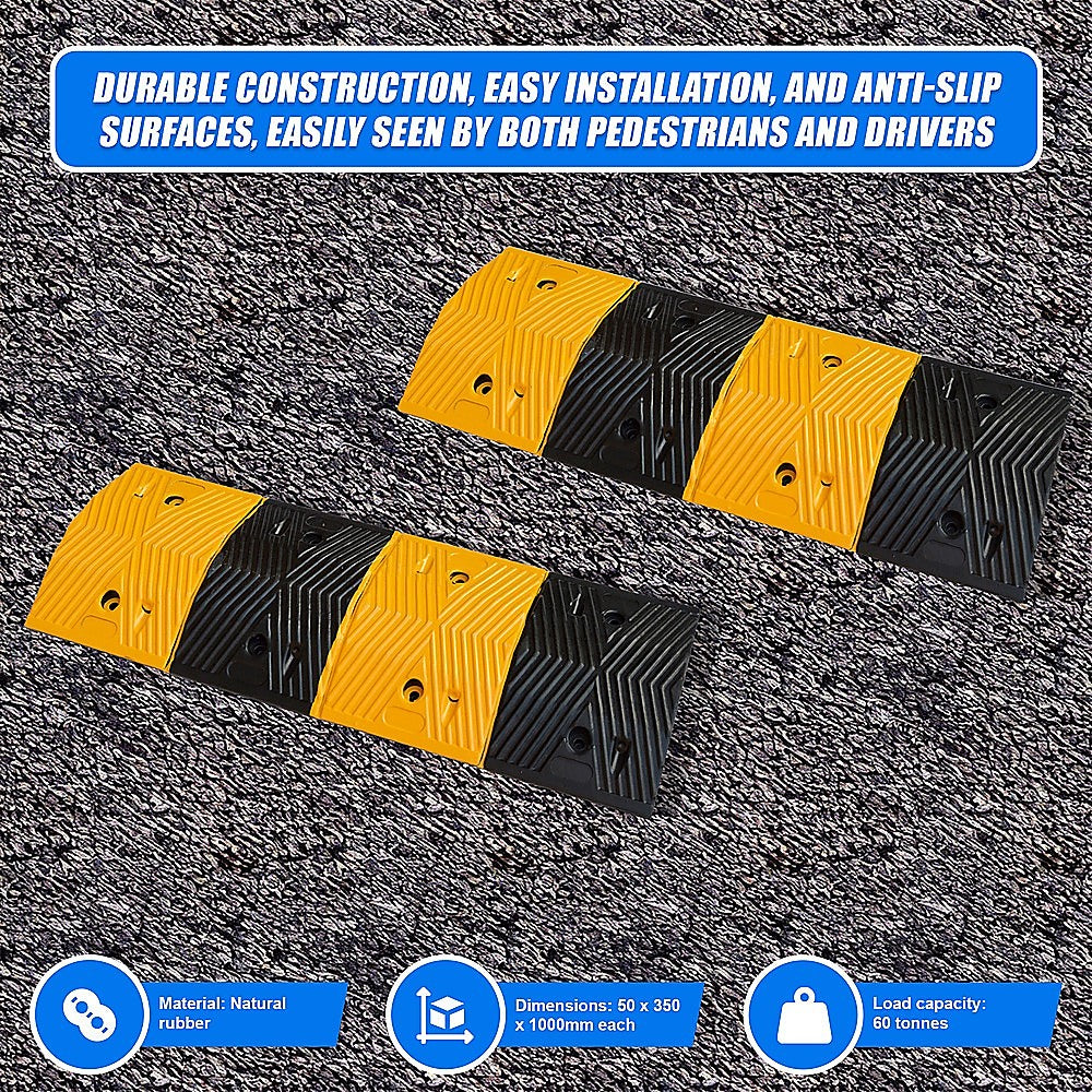 Gardening Accessories: Pair of 1m Long 60T Load Rubber Speed Bump Hump Modular Speed Humps Road Hump