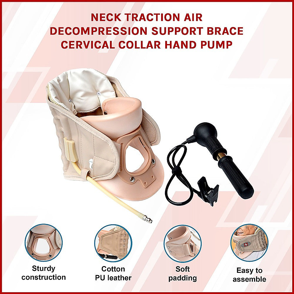 Supports & Braces: Neck Traction Air Decompression Support Brace Cervical Collar Hand Pump