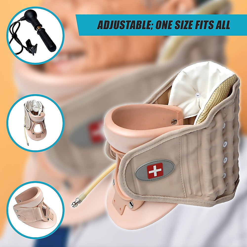 Supports & Braces: Neck Traction Air Decompression Support Brace Cervical Collar Hand Pump
