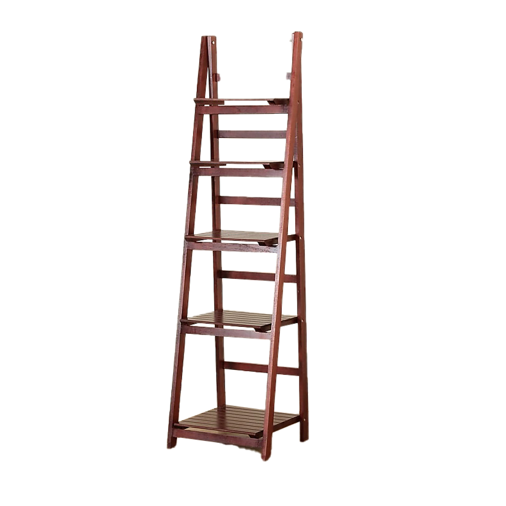 Bookcases & Shelves: 5 Tier Wooden Ladder Shelf Stand Storage Book Shelves Shelving Display Rack
