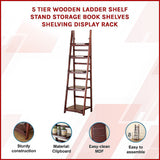 Bookcases & Shelves: 5 Tier Wooden Ladder Shelf Stand Storage Book Shelves Shelving Display Rack