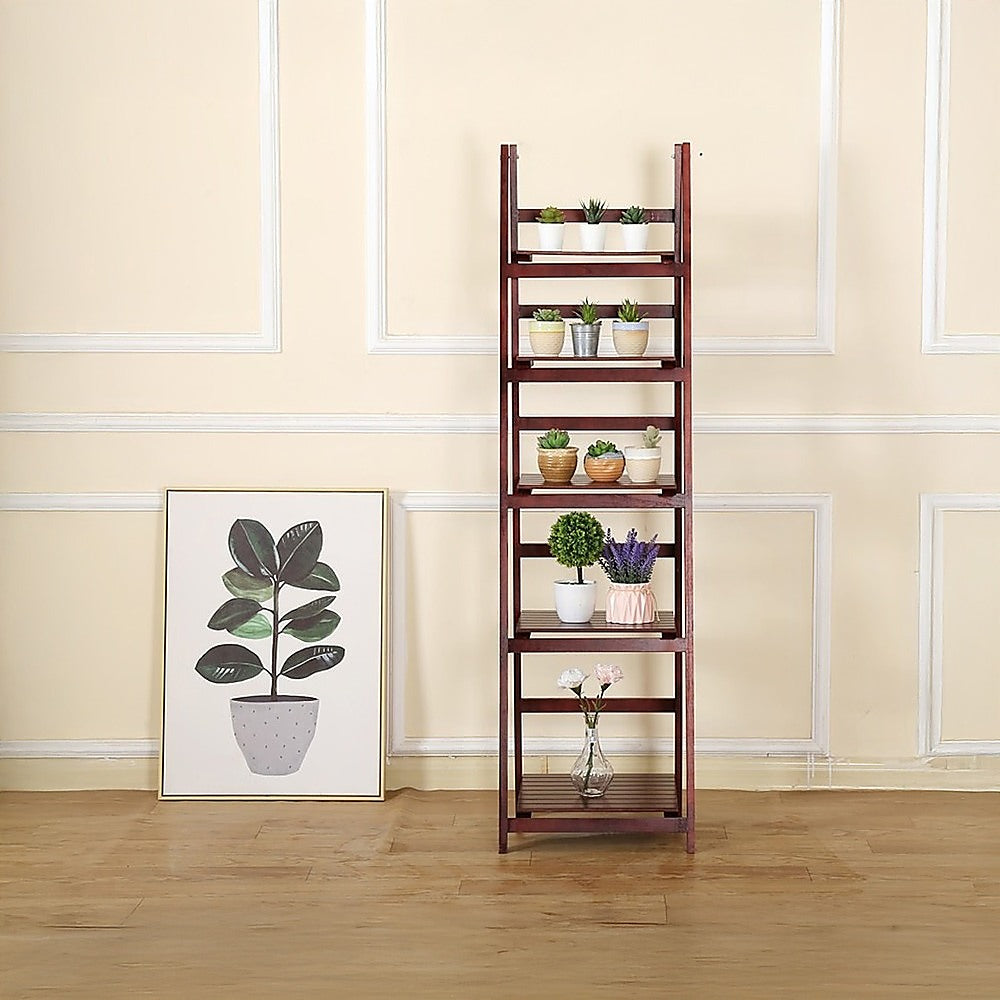 Bookcases & Shelves: 5 Tier Wooden Ladder Shelf Stand Storage Book Shelves Shelving Display Rack