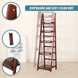 Bookcases & Shelves: 5 Tier Wooden Ladder Shelf Stand Storage Book Shelves Shelving Display Rack