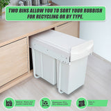 Pull Out Bin Kitchen Double Dual Slide Garbage Rubbish Waste 10L+20L