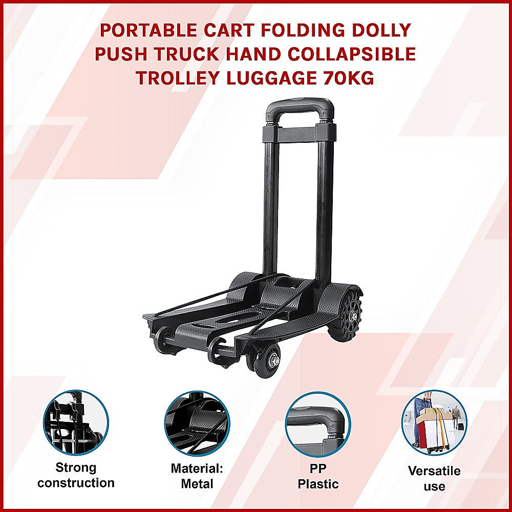 Utility Trolleys: Portable Cart Folding Dolly Push Truck Hand Collapsible Trolley Luggage 70Kg