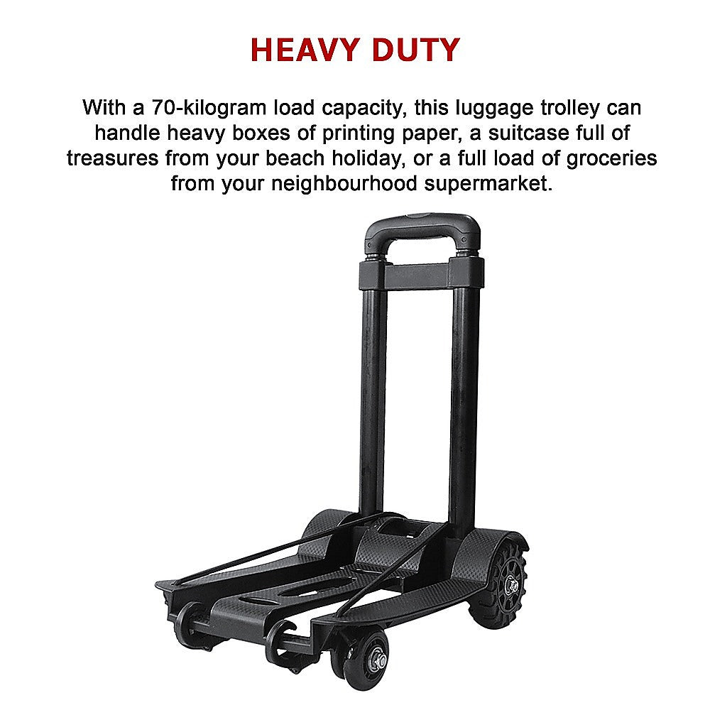 Utility Trolleys: Portable Cart Folding Dolly Push Truck Hand Collapsible Trolley Luggage 70Kg
