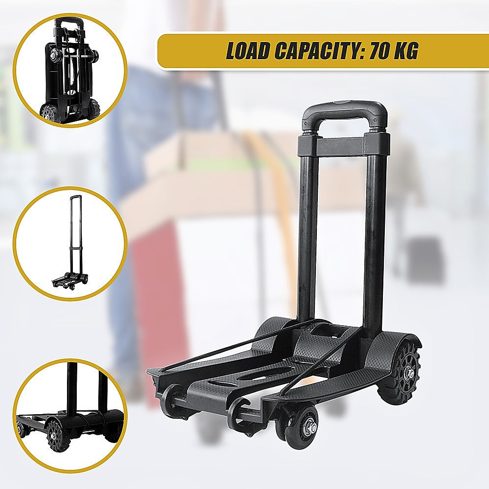Utility Trolleys: Portable Cart Folding Dolly Push Truck Hand Collapsible Trolley Luggage 70Kg