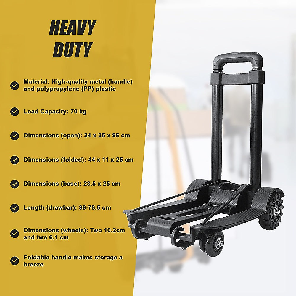 Utility Trolleys: Portable Cart Folding Dolly Push Truck Hand Collapsible Trolley Luggage 70Kg
