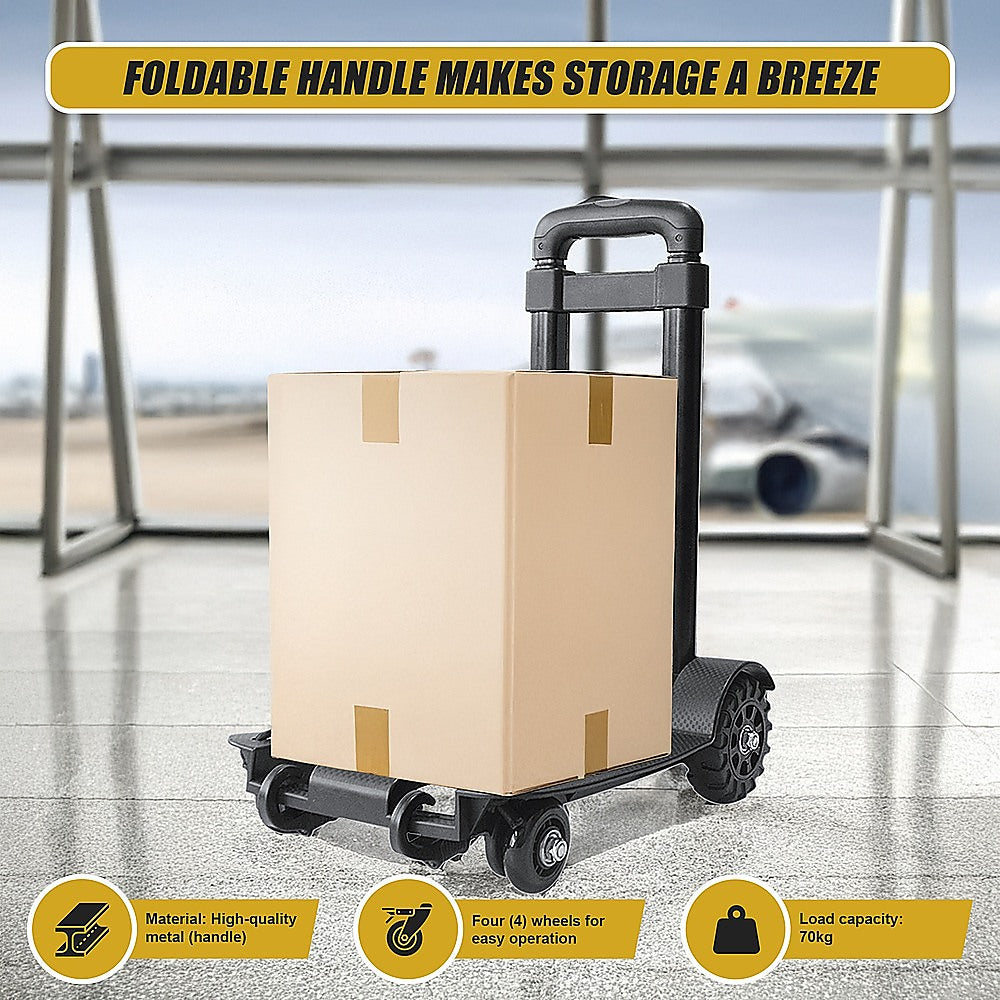 Utility Trolleys: Portable Cart Folding Dolly Push Truck Hand Collapsible Trolley Luggage 70Kg