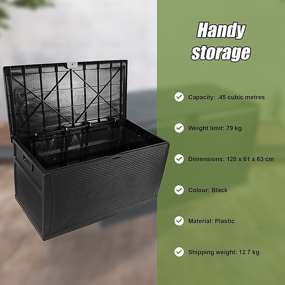 Gardening Accessories: Patio Deck Box Outdoor Storage Plastic Bench Box 450 Litre