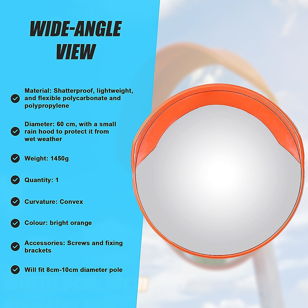 Traffic Control & Parking Tools: 60cm Round Convex Mirror Blind Spot Safety Traffic Driveway Shop Wide Angle