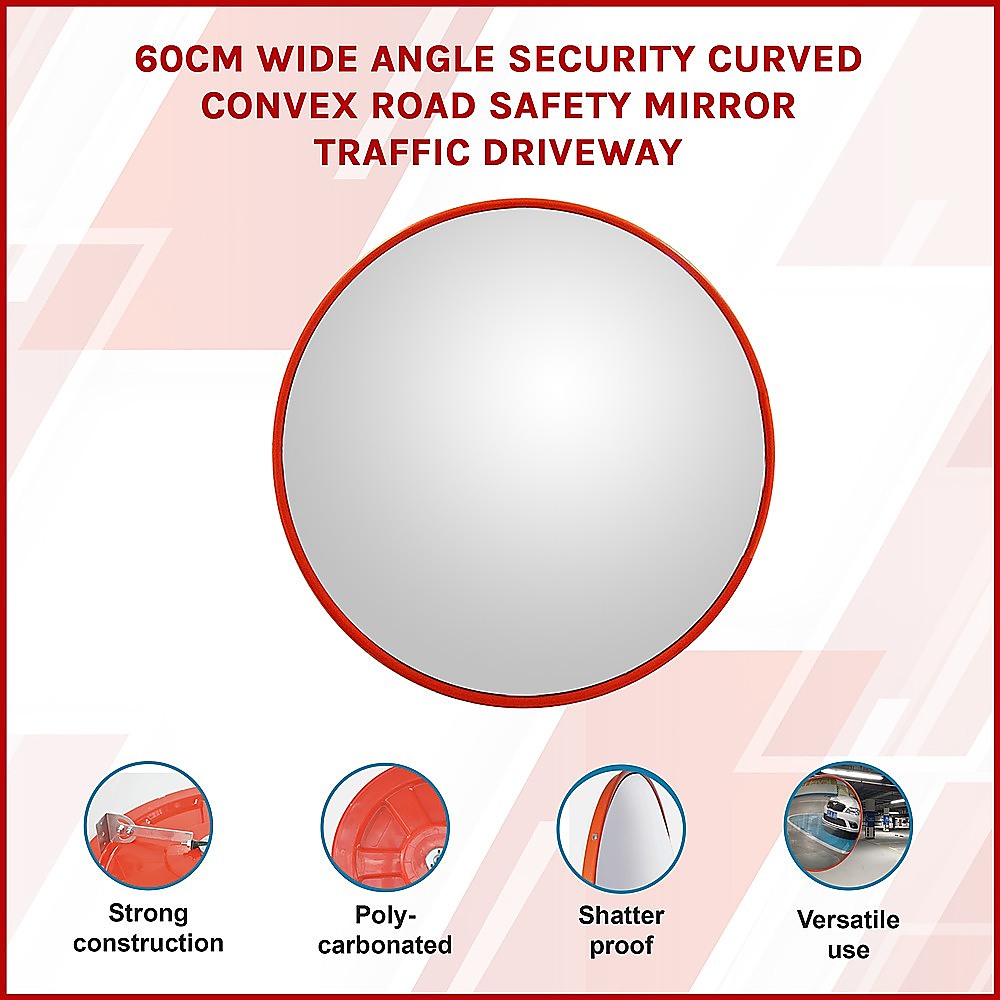 Traffic Control & Parking Tools: 60cm Wide Angle Security Curved Convex Road Safety Mirror Traffic Driveway