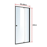 Adjustable Semi Frameless Shower Screen (98~106) x 195cm Australian Safety Glass