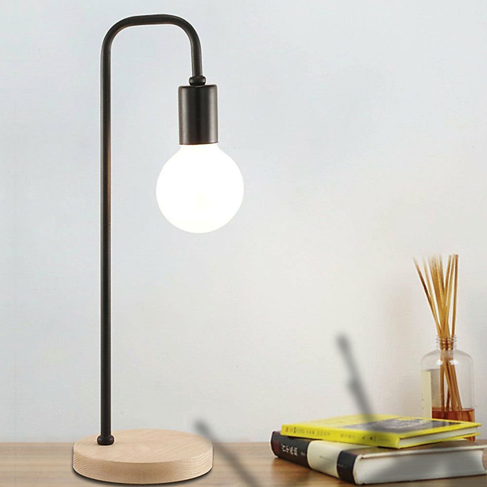 Table Lamps: Modern Table lamp Desk Light Timber Base Bedside Bedroom Black