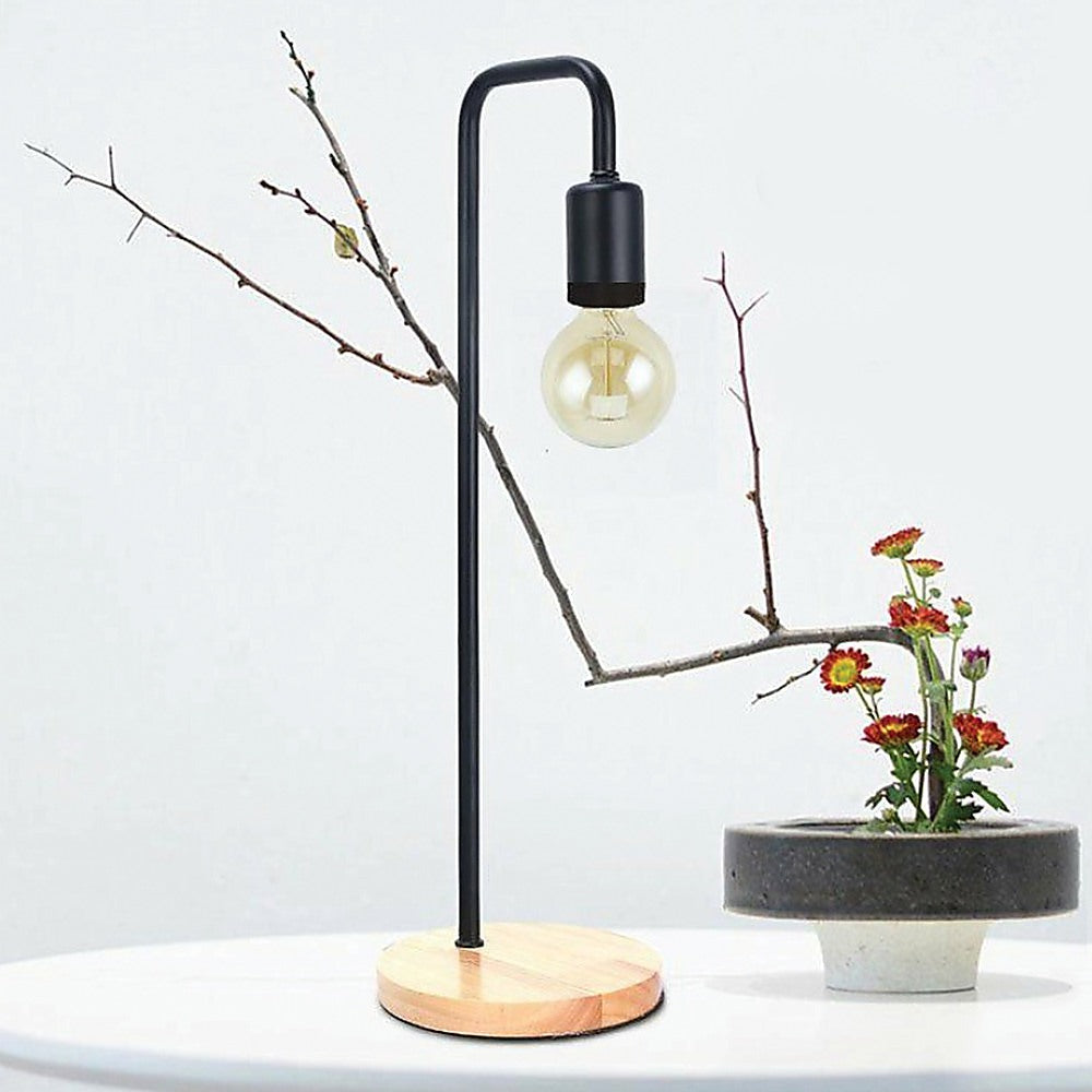 Table Lamps: Modern Table lamp Desk Light Timber Base Bedside Bedroom Black