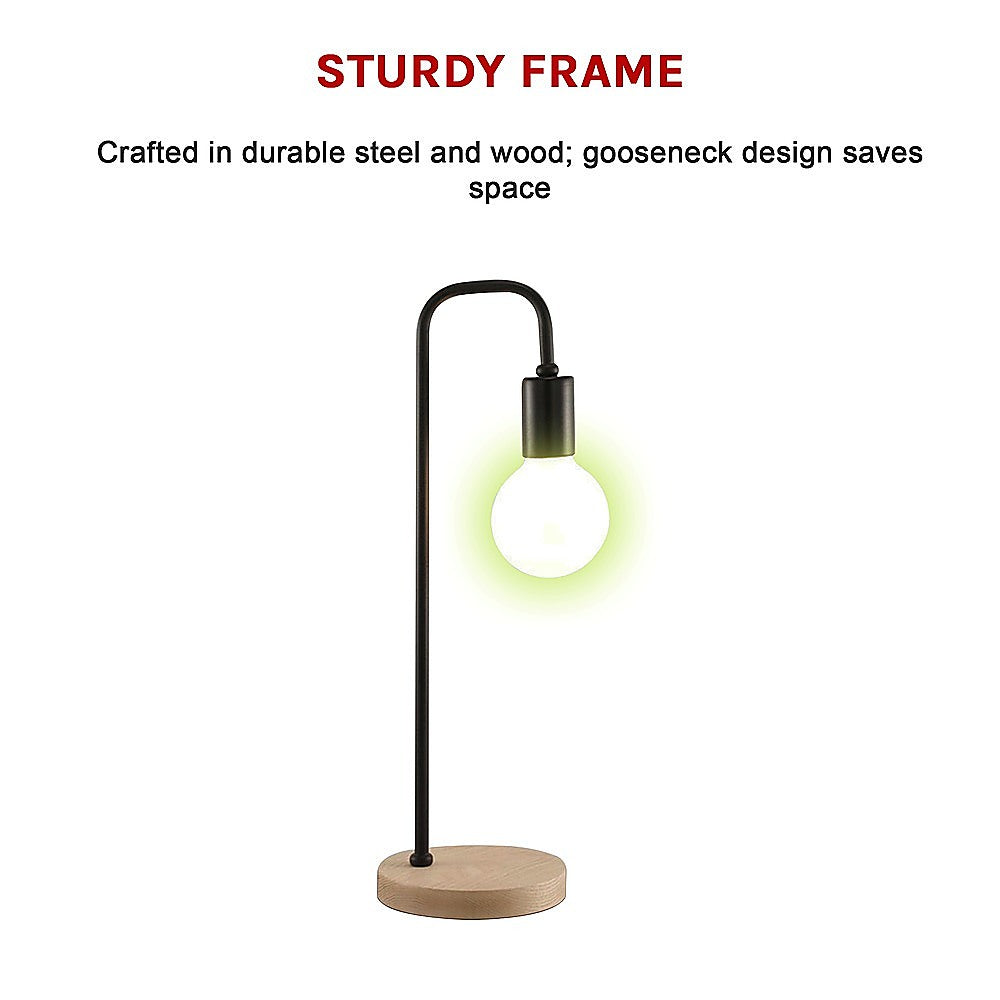 Table Lamps: Modern Table lamp Desk Light Timber Base Bedside Bedroom Black