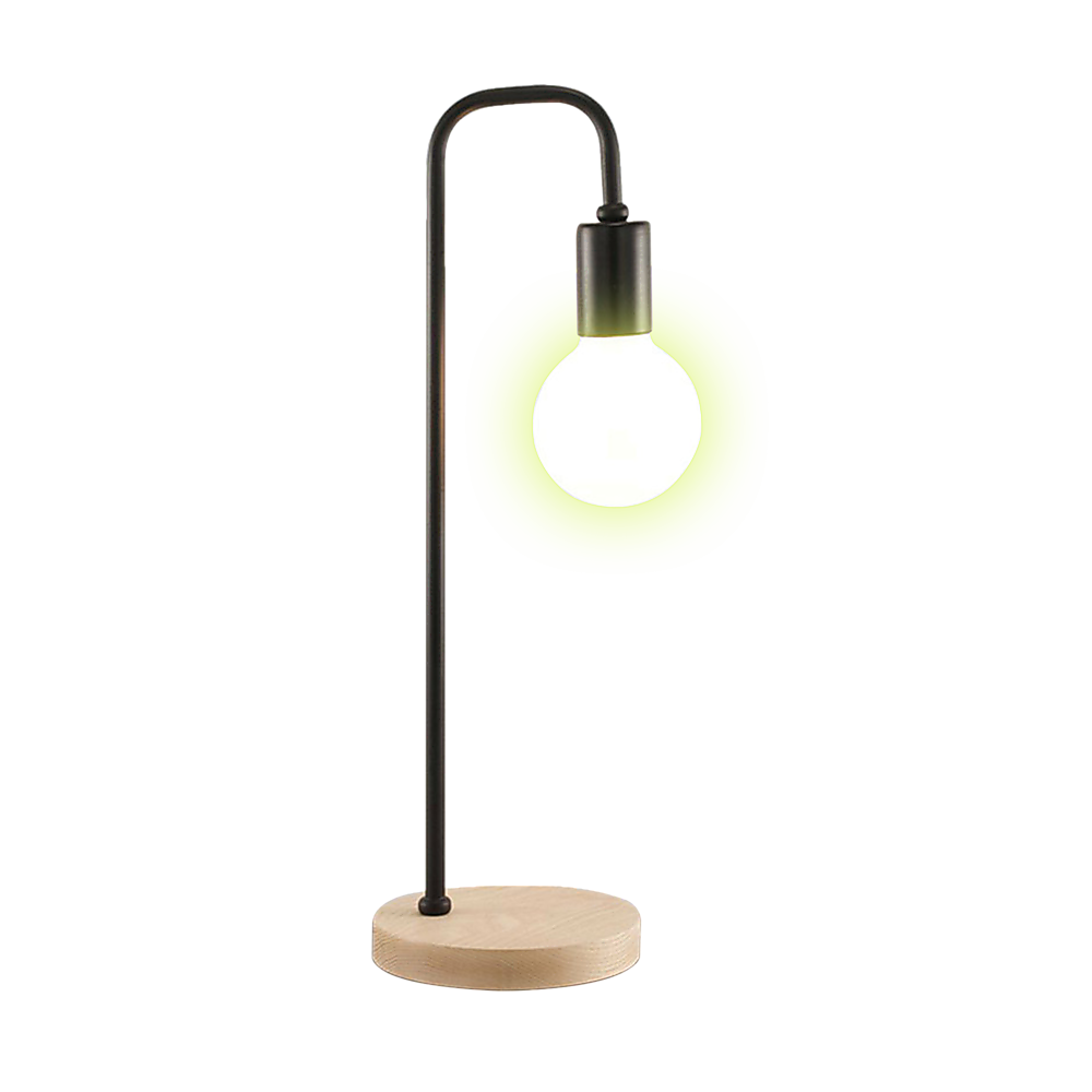 Table Lamps: Modern Table lamp Desk Light Timber Base Bedside Bedroom Black