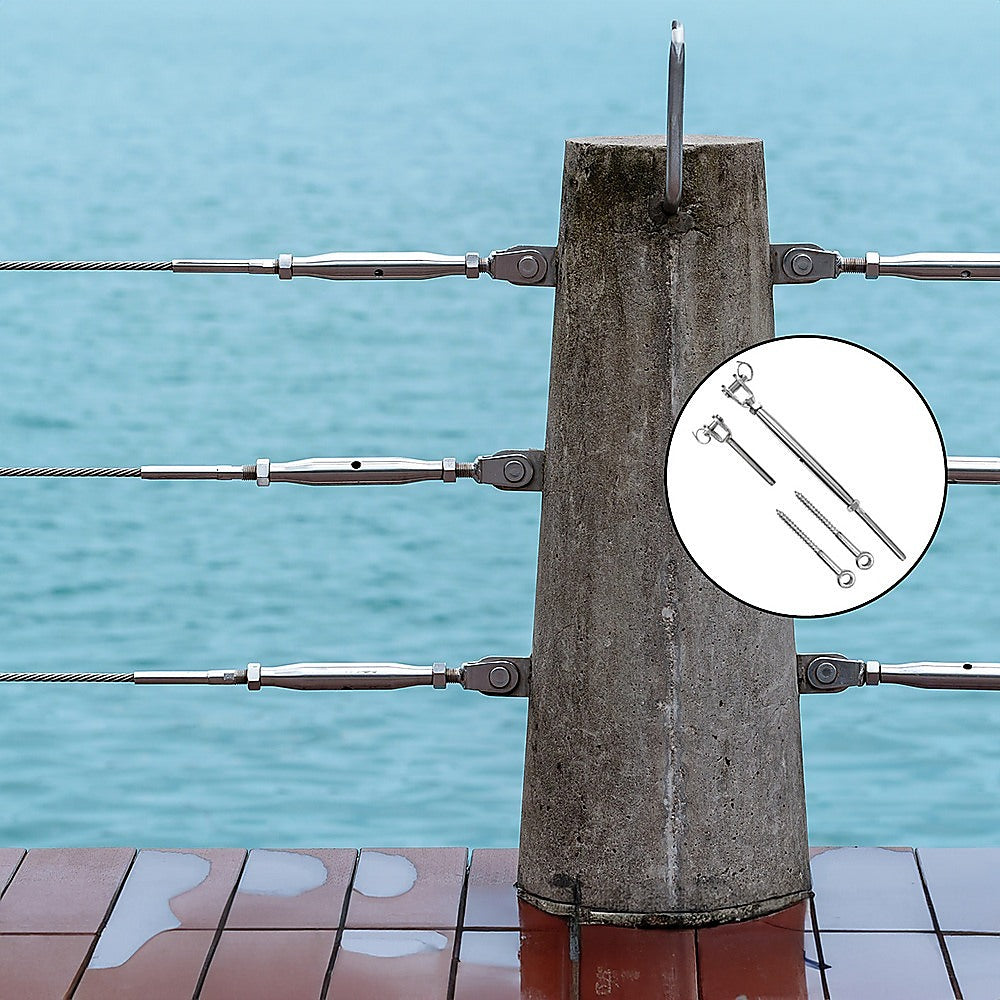 Hardware Hooks: Stainless Steel Wire Rope DIY Balustrade Kit Jaw/Swage Fork Turnbuckle - 10 pack