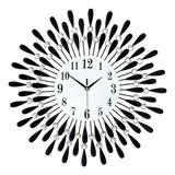 Clocks: Large Modern 3D Crystal Wall Clock Luxury Art Metal Round Home Decor